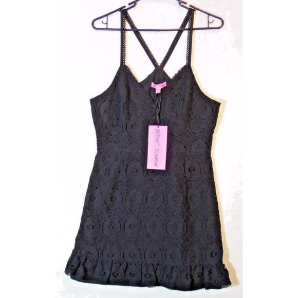 Betsey Johnson Dresses & Skirts - Betsey Johnson Dress Med Black Lace Overlay Bodycon Mini NWT